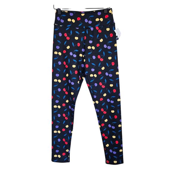 Modcloth Keeping it Cardio Leggings Black Cherry Bomb Women's Size Small Leisure - Picture 2 of 7